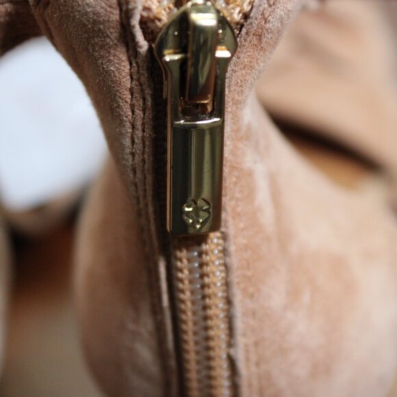 Lucky Brand Tan Knot Suede Stacked Heel Nacito Sandals - Picture 6 of 16